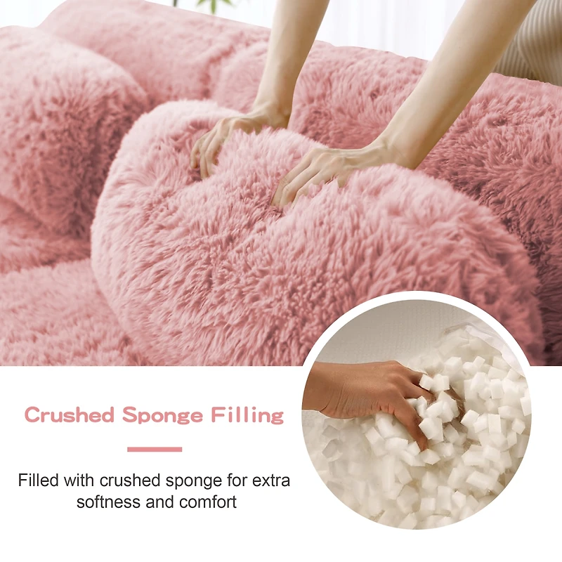 Streamdale Furniture 114" Soft Fluffy Plush Modular Sectional Sofa Couch w/ Ottoman
