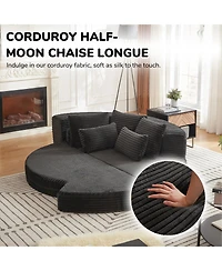 Streamdale Furniture 78.5-Inch Corduroy Semi-Circular 2-in-1 Sofa Bed with Neck Pillow & 5 Throw Pillows