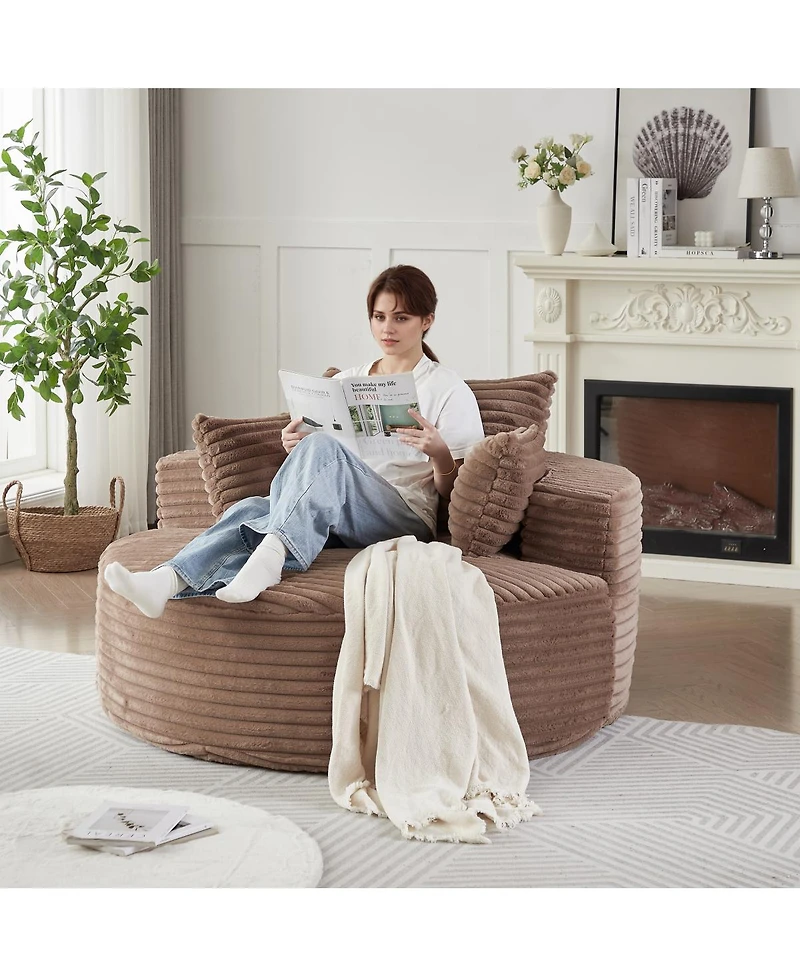 Streamdale Furniture Corduroy Sponge Single Sofa, No Assembly Required, Modern Sleeper Chair