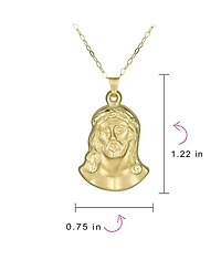 Bling Jewelry Matt & Shiny Yellow 14K Gold Religious Metal Protection Medallion Face of Jesus Christ Head Pendant Necklace No Chain