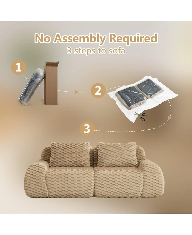 Streamdale Furniture 82" Modern Modular Flannelette Sectional Sofa, Oversized 2-Seater Couch, Light Camel