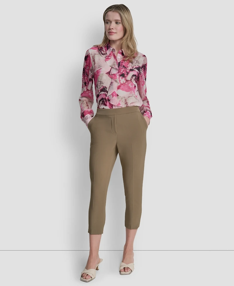 Dkny Petite Mid-Rise Elastic Back Ankle Pants