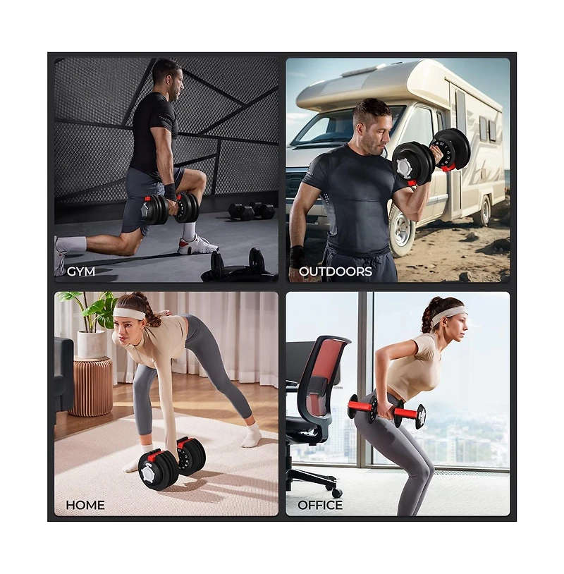 Yaheetech 52.5lb 12-in-1 Quick-Adjust Dumbbell