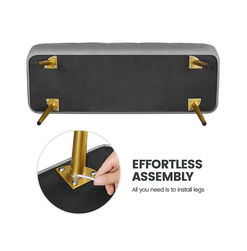 Upholstered Ottoman Footstool Bench with Storage Compartment Pink