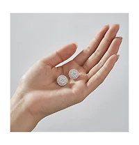 Cubic Zirconia Sterling Silver round Haloed Stud Earrings