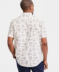 Club Room Men's Poplin Short-Sleeve Shirt, Macy's Exclusive - Sail Boat Print