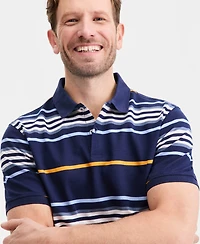 Club Room Men's Team Stripe Pique Polo Shirt, Exclusively at Macy's
