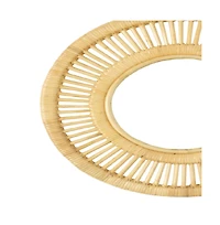 Wicker Village Round Wall Hanging Mirror with Rattan Frame, Boho Decorative Mirror, Natural Finish for Living Room, Bedroom & Bathroom