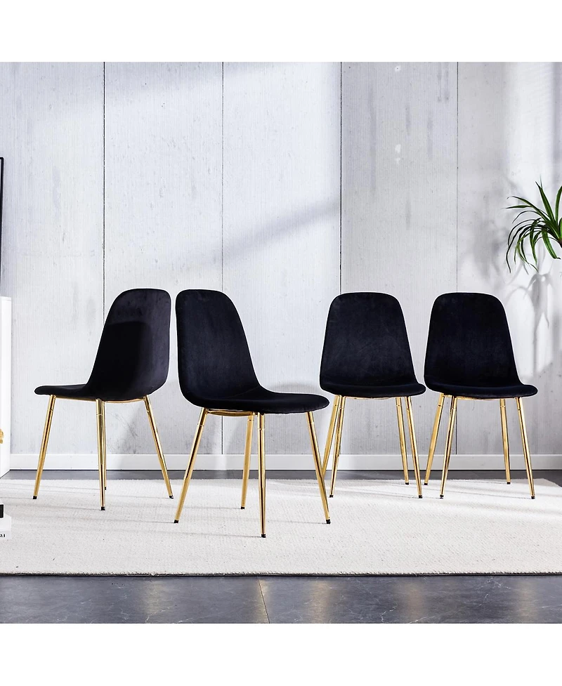 Streamdale Furniture Modern Velvet Dining Chairs with Golden Legs (Set of 6)