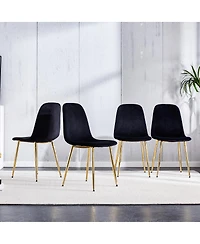Streamdale Furniture Modern Velvet Dining Chairs with Golden Legs (Set of 6)