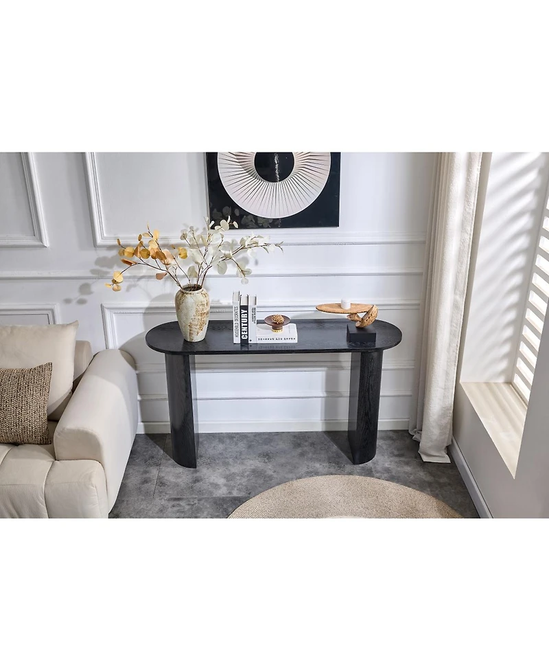 Streamdale Furniture Black curved foyer table - minimalist entrance sofa side table