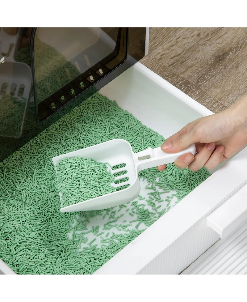 Zeus & Ruta 17"×17"×18.5" White Covered Cat Litter Box with Tray