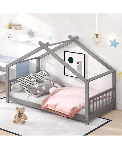 Streamdale Furniture Twin Size House Bed Wood Bed