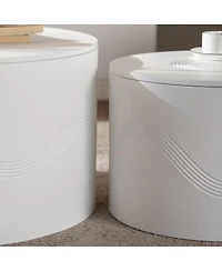 Streamdale Furniture Set of 2 White Round Coffee Tables with Hidden Storage (26.77"/19.69)