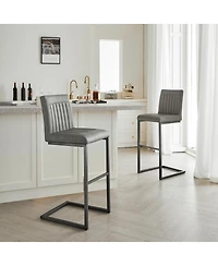 Streamdale Furniture Faux Leather Bar Stool - Padded Seat, Metal Frame - Kitchen Island Seating