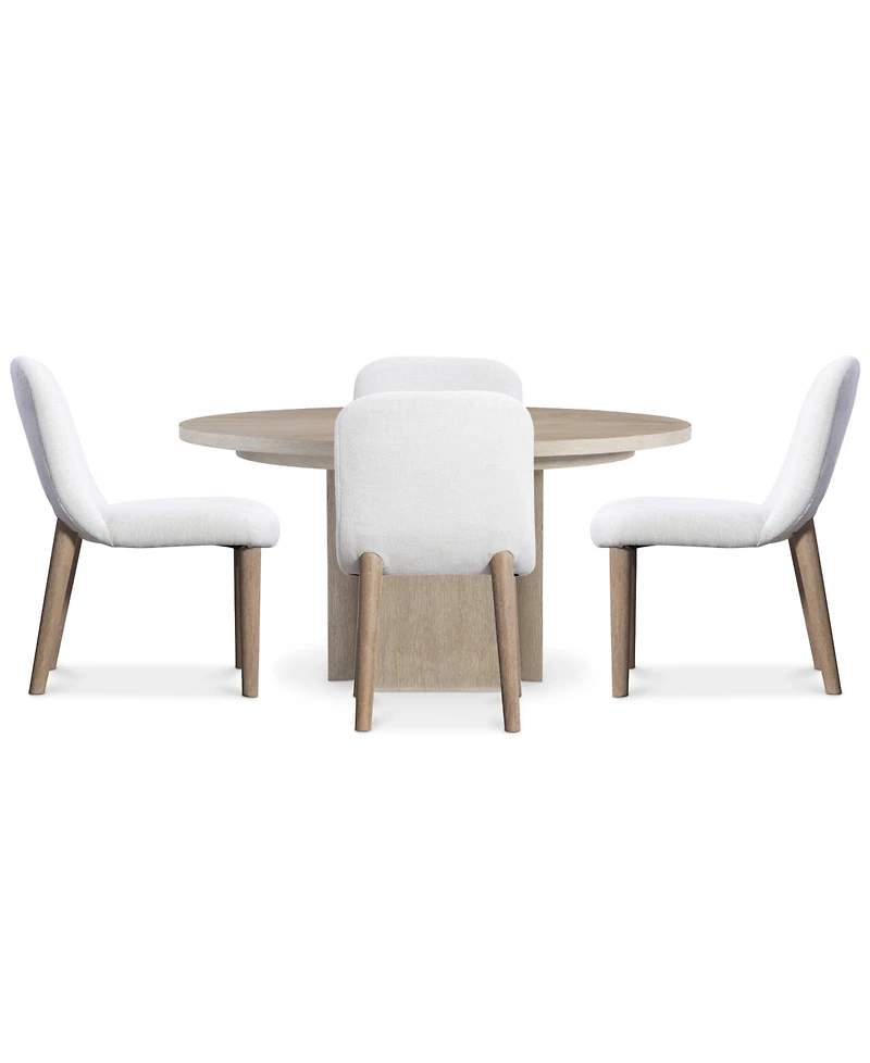 Bernhardt -Pc. Wood Loggia Dining Set Round Table and Side Chairs