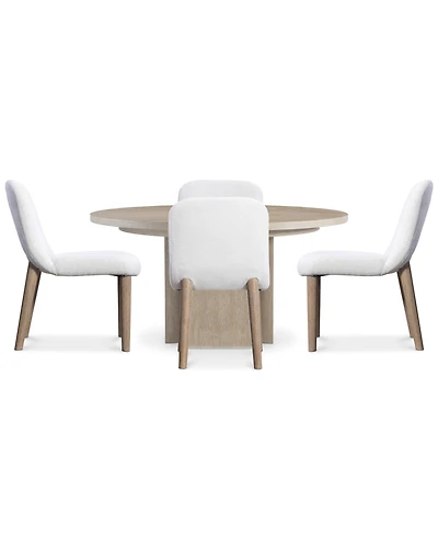 Bernhardt -Pc. Wood Loggia Dining Set Round Table and Side Chairs
