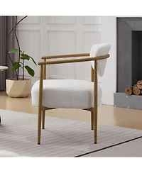 Streamdale Furniture White Teddy Velvet Dining Chair (2 Sets) - Wood Grain Visual