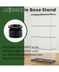 Streamdale Furniture Glass Display Cabinet with Lock, 4-Shelf Double Doors