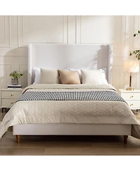 Streamdale Furniture Harper Tall Upholstered Bed - California King, Textured Ivory Canvas