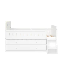 Streamdale Furniture Wooden Full Bed with Led Light, Storage Drawers