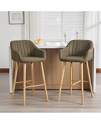 Streamdale Furniture Modern Linen Bar Stools Set of 2 with Back & Armrest
