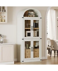 gaomon Arched Farmhouse Bookcase with Doors and Drawers, 71.4" Tall Display Cabinet