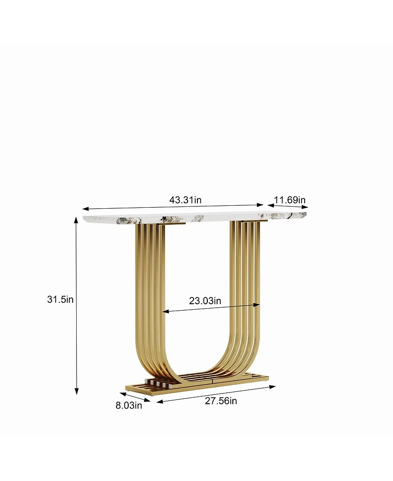 Streamdale Furniture Modern 43.3" Wooden Console Table with Marble Top for Living Room/Bedroom