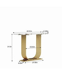 Streamdale Furniture Modern 43.3" Wooden Console Table with Marble Top for Living Room/Bedroom