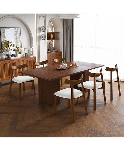 Streamdale Furniture 78" Wood Veneer Dining Table Set for 6 with Storage Chairs