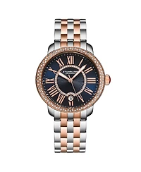 Stuhrling Celestia 4080 Women's Quartz 38mm Watch with Swarovski Crystal Bezel, Roman Numeral Sunray Dial & Stainless Steel Bracelet