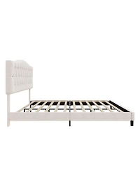 Streamdale Furniture Upholstered Bed with Curved Headboard, Tufted Details, No Box Spring Needed