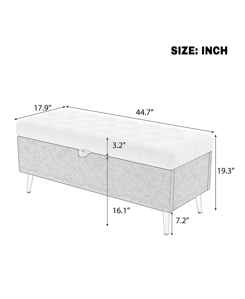 Streamdale Furniture Modern Upholstered Storage Ottoman Bench for Living Room, Bedroom