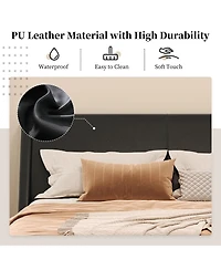 Streamdale Furniture Queen Size Pu Leather Upholstered Bed Frame, No Box Spring Needed