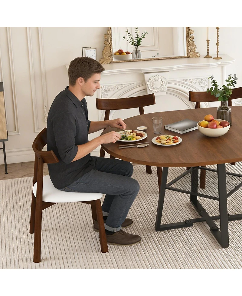 Streamdale Furniture 47" Extendable Round Dining Table Set for 4-8 with 4 Walnut Chairs