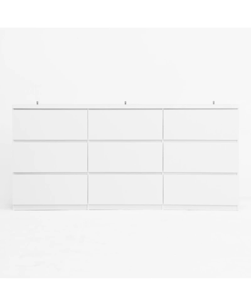 Streamdale Furniture White 9 Drawer Cabinet/Dresser for Bedroom, Living Room, Hallway, Entryway
