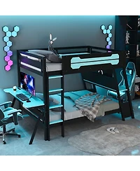 Streamdale Furniture Bunk Bed with Two Gaming Desks & Usb Ports