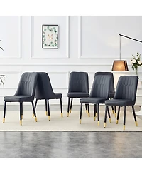 Streamdale Furniture Streamdale Modern dining chairs, Pu leather, Black metal legs, set of 6 (Black+Pu leather)C-007