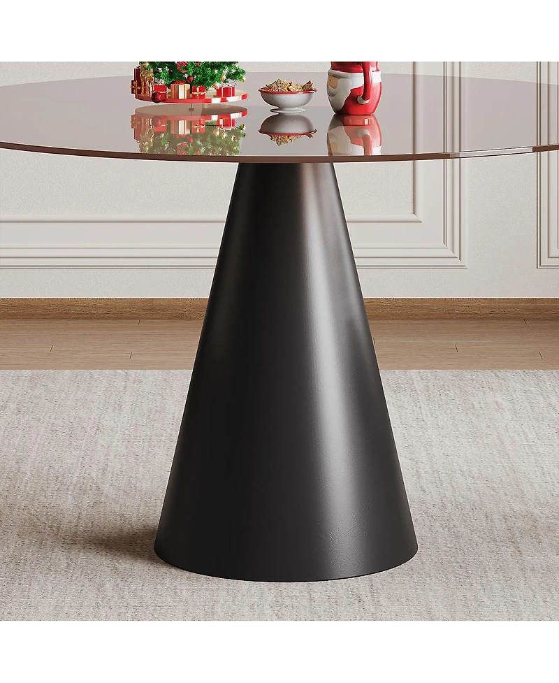 Streamdale 35" Round Glass Dining Table with Carbon Steel Legs