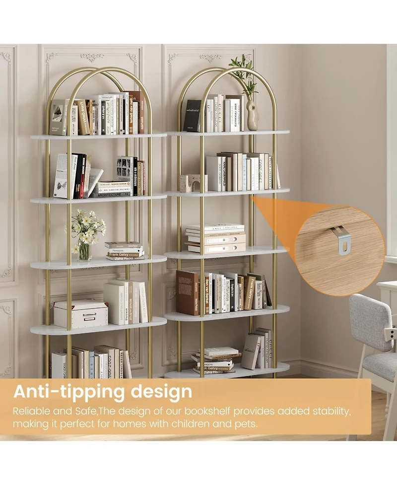 gaomon 71" 5-Tier Metal Collapsible Bookshelf