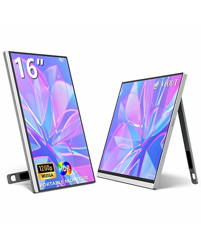 Zachvo 16" Portable 1920×1200P Ips Monitor, Usb-c & Hdmi, 0.3" Ultra-Slim, with Kickstand for Travel & Office