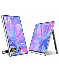 Zachvo 16" Portable 1920×1200P Ips Monitor, Usb-c & Hdmi, 0.3" Ultra-Slim, with Kickstand for Travel & Office