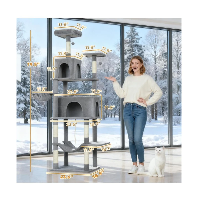 Zeus & Ruta 80" Tall Multi-Level Cat Tree Tower