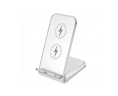 Risokeys 15W Fast Charging Dual-Coil Vertical Wireless Charger - Horizontal and Vertical Dual-Use Desk Phone Stand for Phone