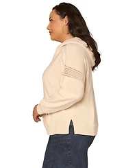 Democracy Plus Half Placket Mixed Media Pull-On Top