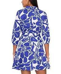 Msk Petite Collared Fit & Flare Dress