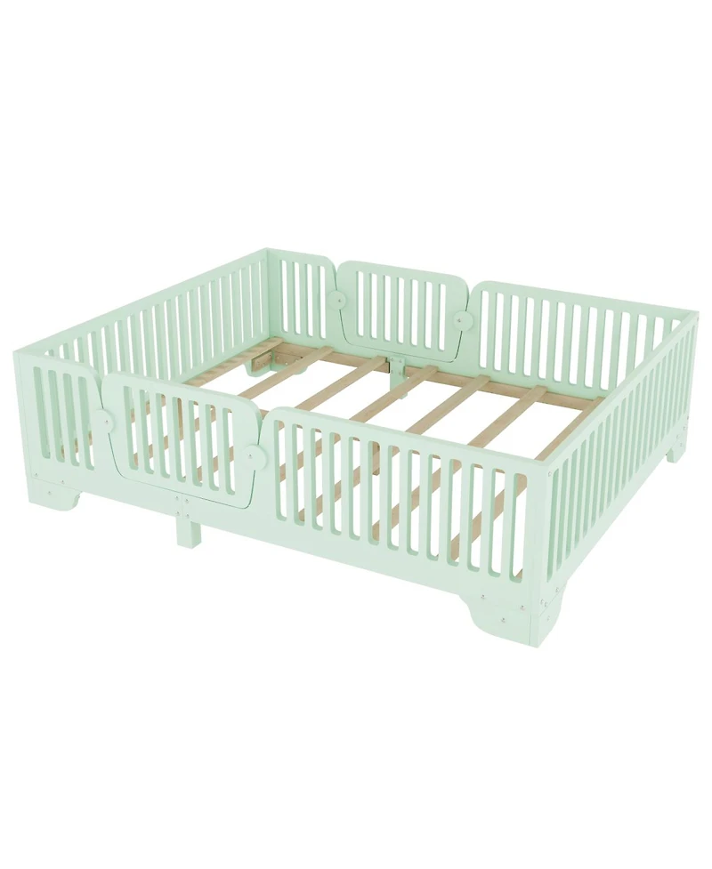 Streamdale Furniture Full Montessori Floor Bed with Fence and Door