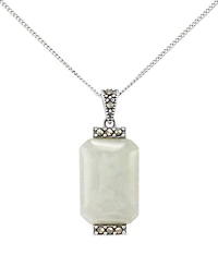 Macy's Marcasite (0.17 ct. t.w.) and Jade (11-1/2 ct. t.w.) Pendant Necklace in Sterling Silver