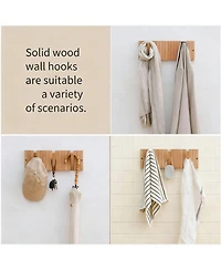 Yigii Solid Wood 9-Hook Retractable Coat Rack for Entryways