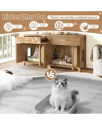 Zeus & Ruta Espresso Hidden Cat Litter Box Enclosure with Storage
